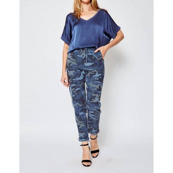 NEW JACQUELINE B CLOTHING d style silver stripe camo pants in blue jeans - Picture 3 of 3